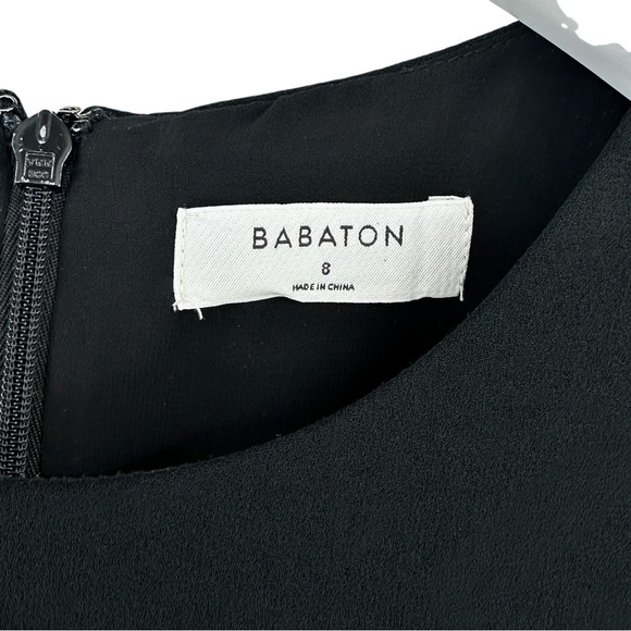 Babaton Patricio Black Loose Fit Japanese Crepe Short Sleeve T-Shirt Mini Dress - Picture 9 of 10